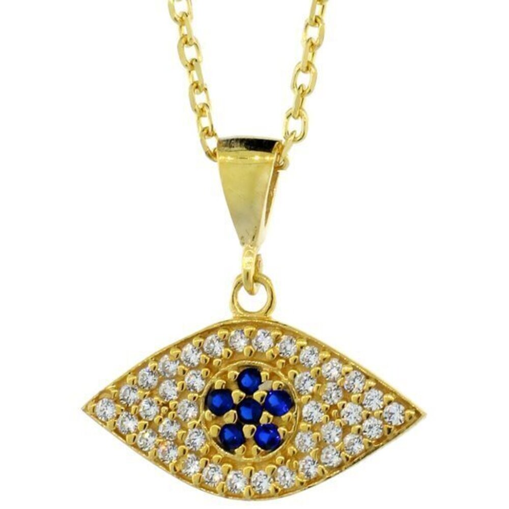 🧿 Evil Eye Necklace Gold Plated 17"